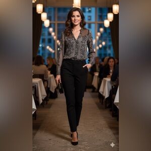 Charlotte Ruse: Elegant Black and Gray Lace Sheer Women's Top